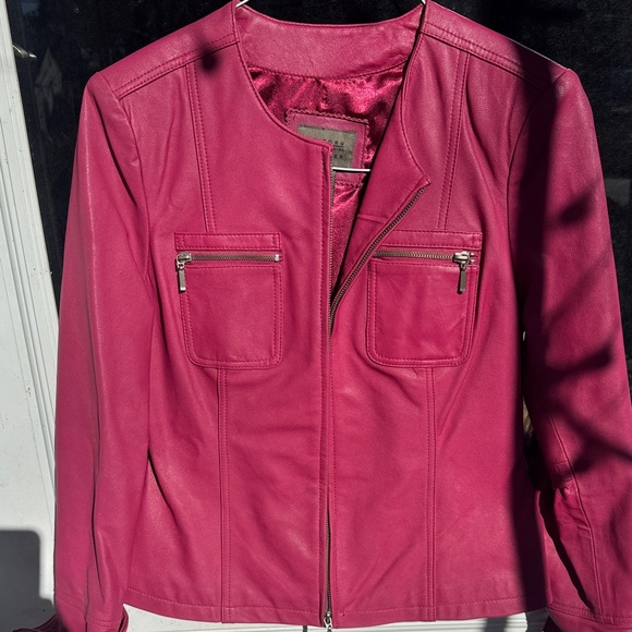 JohnPaulRichard Fuchsia Leather Jacket - Picture 6 of 7